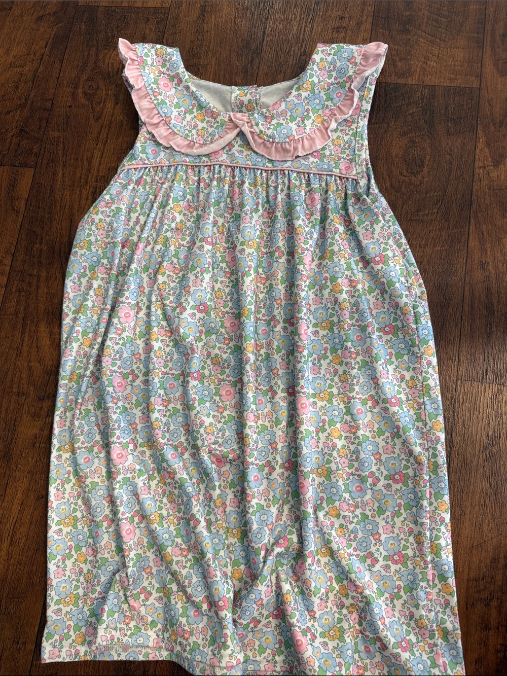 Girls Floral Ruffle Collar Dress - Pastel Pink & Blue